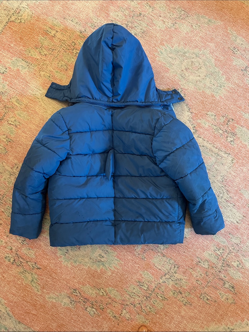 Boden blue shark kids jacket with coral sherpa lining (broken zipper) - Picture 4 of 4